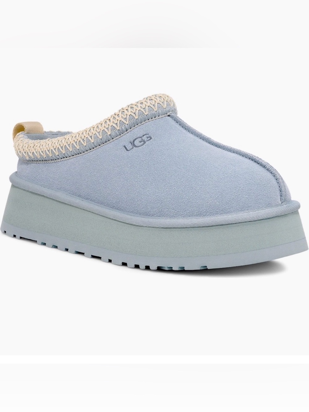 UGG Women’s Tazz Pale Blue Suede Slip-On Platform Clog